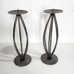 Set Of Two‎ Metal Candle Holder 9in